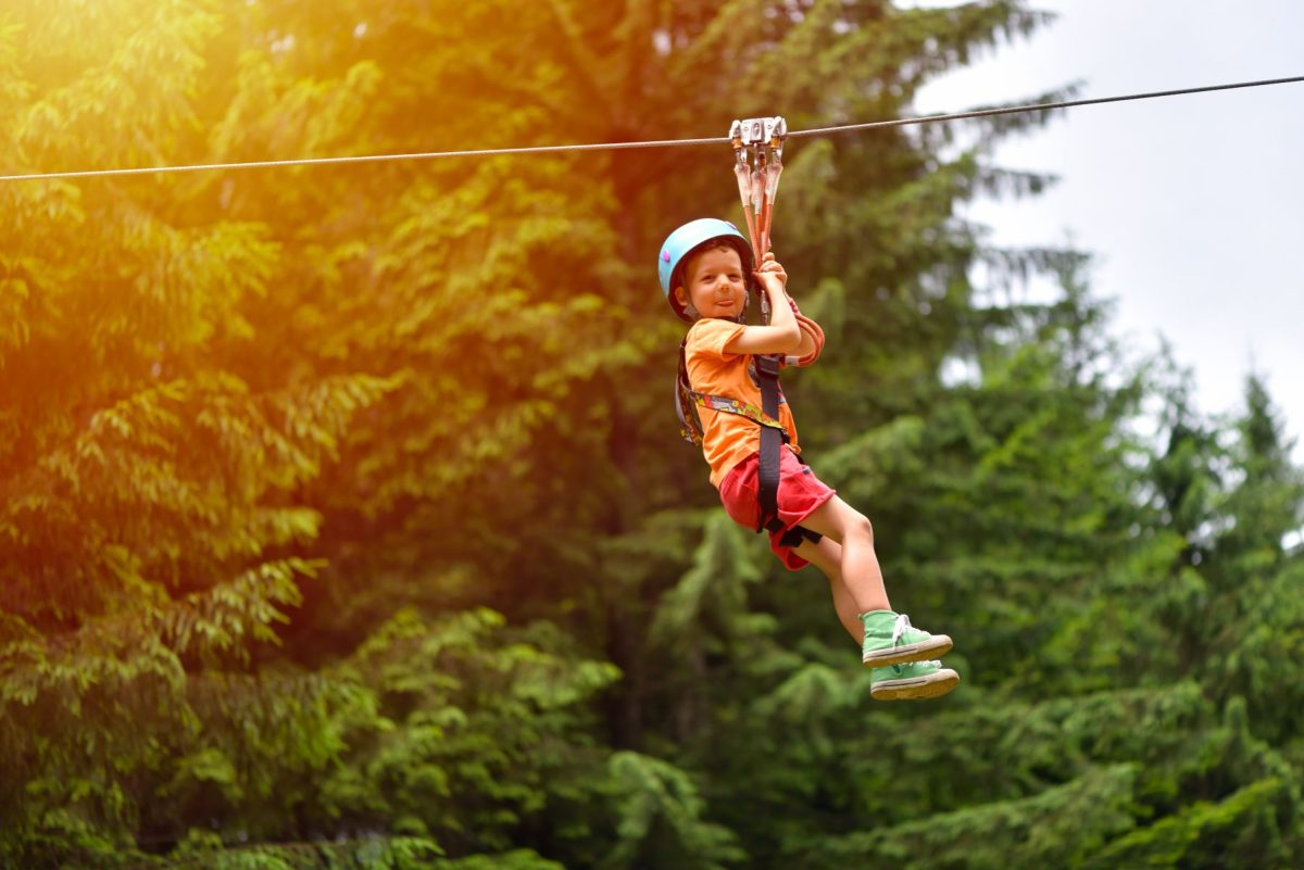 child on zipline