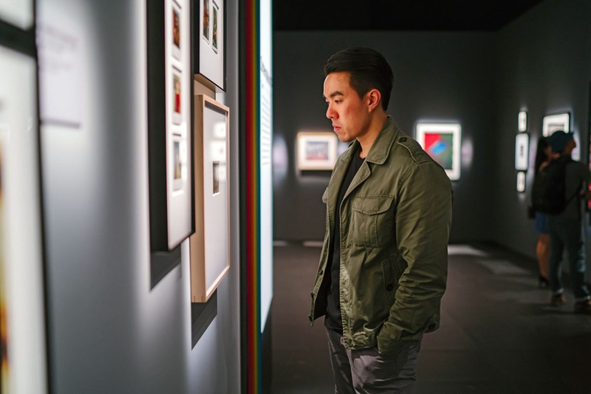 Man in art gallery
