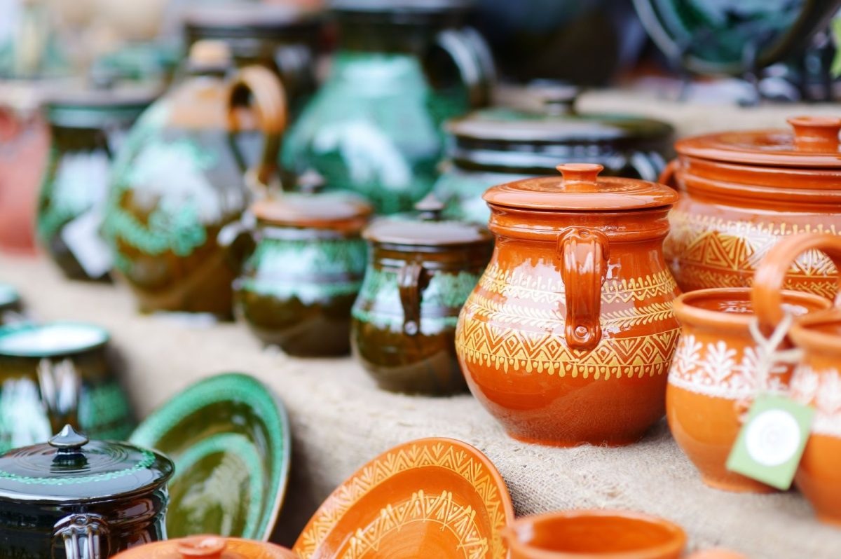 Ceramic art at an art festival.