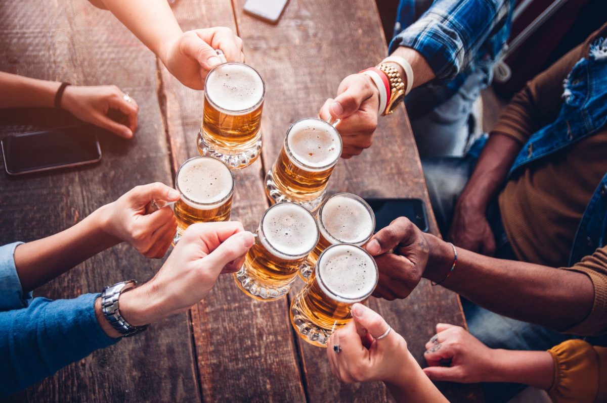 friends toasting with beer